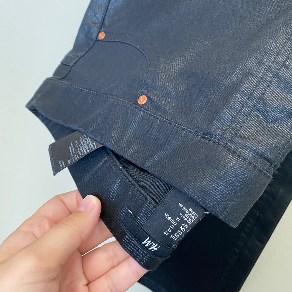 H&M Sparkle Denim Leggings in Black